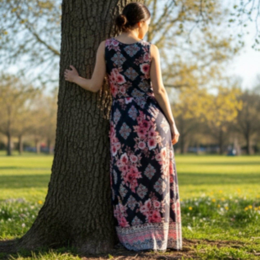 THREE PINK HEARTS Floral Maxi Dress Size 2X - Picture 3 of 13